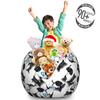 Ambesonne Animal Storage Toy Bag Chair, Hipster Animal Portrait with Shirt Hat Glasses Ornamental Character, Stuffed Animal Organizer Washable Bag, Large Size, Blue Charcoal view 3