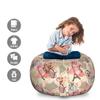 Ambesonne Paris Storage Toy Bag Chair, Landmark of France with Abstract Letterings Bike Hearts Art Print, Stuffed Animal Organizer Washable Bag, Large Size, Blue Pink view 2