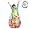 Ambesonne Mushroom Storage Toy Bag Chair, Amanita Pattern Leaves Berries Poisonous Plants Cartoon Style, Stuffed Animal Organizer Washable Bag, Small Size, Sienna White view 3