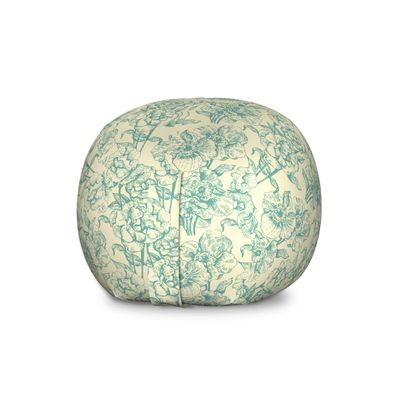 Ambesonne Green Storage Toy Bag Chair, Botanical Flower Bouquet Arrangement Vintage Look Soulful Spring Season, Stuffed Animal Organizer Washable Bag, Large Size, Cream Pale Blue