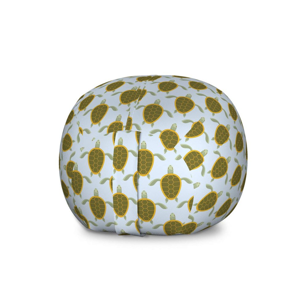 Ambesonne Turtle Storage Toy Bag Chair, Flock of Sea Turtles with Geometric Shells Childish Cartoon Style Ocean Animals, Stuffed Animal Organizer Washable Bag, Large Size, Green Yellow