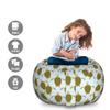 Ambesonne Turtle Storage Toy Bag Chair, Flock of Sea Turtles with Geometric Shells Childish Cartoon Style Ocean Animals, Stuffed Animal Organizer Washable Bag, Large Size, Green Yellow view 2