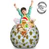 Ambesonne Turtle Storage Toy Bag Chair, Flock of Sea Turtles with Geometric Shells Childish Cartoon Style Ocean Animals, Stuffed Animal Organizer Washable Bag, Large Size, Green Yellow view 3