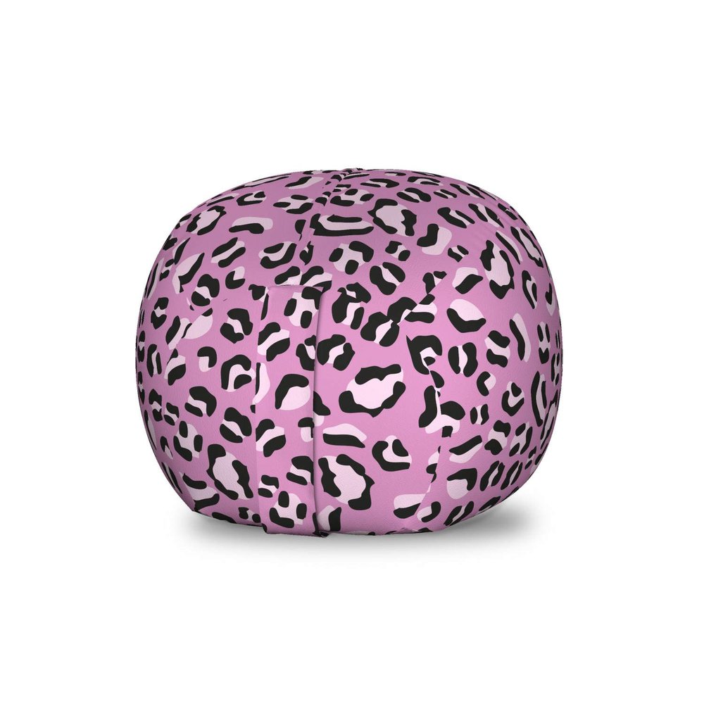 Ambesonne Leopard Storage Toy Bag Chair, Group of Skin Print Background Feminine Graphic, Stuffed Animal Organizer Washable Bag, Small Size, Grey Pink