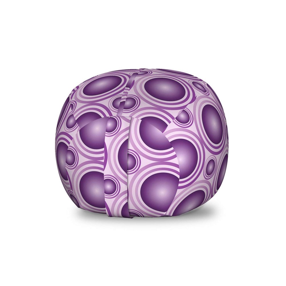 Ambesonne Mauve Storage Toy Bag Chair, Gradient and Geometric Circular Pattern with Inner Lines and Ring Balls Digital Graphic, Stuffed Animal Organizer Washable Bag, Small Size, Purple