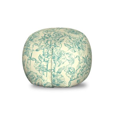 Ambesonne Green Storage Toy Bag Chair, Botanical Flower Bouquet Arrangement Vintage Look Soulful Spring Season, Stuffed Animal Organizer Washable Bag, Small Size, Cream Pale Blue