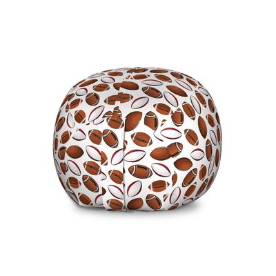 Ambesonne American Football Storage Toy Bag Chair, Classic Design Rugby Balls in Cartoon Style Sports Competition, Stuffed Animal Organizer Washable Bag, Large Size, Caramel White