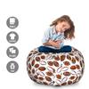 Ambesonne American Football Storage Toy Bag Chair, Classic Design Rugby Balls in Cartoon Style Sports Competition, Stuffed Animal Organizer Washable Bag, Large Size, Caramel White view 2