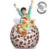 Ambesonne American Football Storage Toy Bag Chair, Classic Design Rugby Balls in Cartoon Style Sports Competition, Stuffed Animal Organizer Washable Bag, Large Size, Caramel White view 3