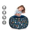 Ambesonne Sport Storage Toy Bag Chair, Many Basketball Baseball and Football Champ Gloves Dark Background, Stuffed Animal Organizer Washable Bag, Large Size, Brown Blue view 2