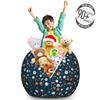 Ambesonne Sport Storage Toy Bag Chair, Many Basketball Baseball and Football Champ Gloves Dark Background, Stuffed Animal Organizer Washable Bag, Large Size, Brown Blue view 3
