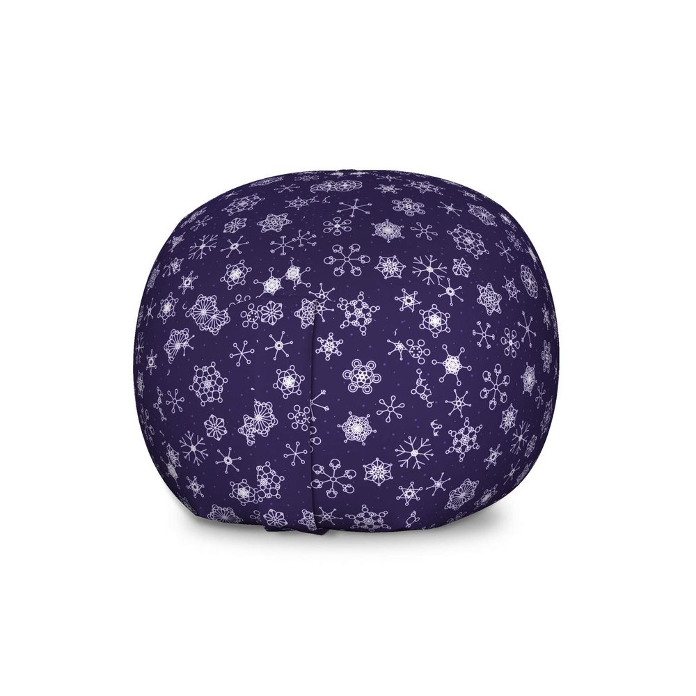 Ambesonne Snowflake Storage Toy Bag Chair, Pattern of Continuous Purple Toned Monochrome Modern Motifs Winter, Stuffed Animal Organizer Washable Bag, Large Size, Indigo Purple