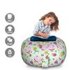 Ambesonne Cat Storage Toy Bag Chair, Cheerful Pattern with Smiling Cats Pineapples Strawberries Maneki Neko Happiness Love, Stuffed Animal Organizer Washable Bag, Large Size, Teal Green view 2