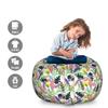 Ambesonne Funny Sloth Storage Toy Bag Chair, Repetitive Monstera and Tropical Leaves with Lazy Animal Hanging on Branches, Stuffed Animal Organizer Washable Bag, Large Size, Green White view 2