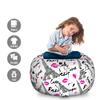 Ambesonne Paris Storage Toy Bag Chair, Eiffel Tower Lipstick Kiss Heart Shape Words Love Touristic Architecture, Stuffed Animal Organizer Washable Bag, Large Size, White Black view 2