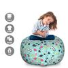 Ambesonne East Storage Toy Bag Chair, Panda Bears Koi Fishes Chopsticks Tea and Ricebowl Japanese Far Eastern Illustration, Stuffed Animal Organizer Washable Bag, Large Size, Pale Blue view 2