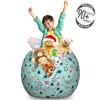 Ambesonne East Storage Toy Bag Chair, Panda Bears Koi Fishes Chopsticks Tea and Ricebowl Japanese Far Eastern Illustration, Stuffed Animal Organizer Washable Bag, Large Size, Pale Blue view 3