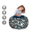 Ambesonne Spaceship Storage Toy Bag Chair, Hand Drawn Space Exploration Themed Cartoon Drawing Style Image Alien Planets, Stuffed Animal Organizer Washable Bag, Large Size, Navy Blue view 2