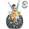 Ambesonne Spaceship Storage Toy Bag Chair, Hand Drawn Space Exploration Themed Cartoon Drawing Style Image Alien Planets, Stuffed Animal Organizer Washable Bag, Large Size, Navy Blue view 3