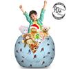 Ambesonne Sport Storage Toy Bag Chair, Abstract Lines Background Ice Hockey Pattern Competitive Match Winter Season, Stuffed Animal Organizer Washable Bag, Large Size, Black Blue view 3