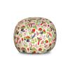 Ambesonne Mushroom Storage Toy Bag Chair, Forest Life Themed Pattern with Ladybird Snail Flower and Leaf Childish Characters, Stuffed Animal Organizer Washable Bag, Large Size, Cream Green view 1