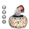Ambesonne Mushroom Storage Toy Bag Chair, Forest Life Themed Pattern with Ladybird Snail Flower and Leaf Childish Characters, Stuffed Animal Organizer Washable Bag, Large Size, Cream Green view 2