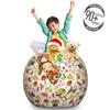 Ambesonne Mushroom Storage Toy Bag Chair, Forest Life Themed Pattern with Ladybird Snail Flower and Leaf Childish Characters, Stuffed Animal Organizer Washable Bag, Large Size, Cream Green view 3