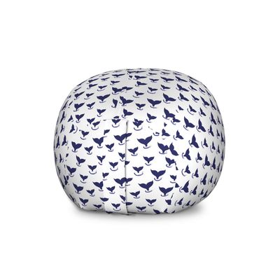 Ambesonne Whales Storage Toy Bag Chair, Repeating Monochrome Pattern of Fish Tails Underwater Grunge Drawn Brushstrokes, Stuffed Animal Organizer Washable Bag, Large Size, White Indigo