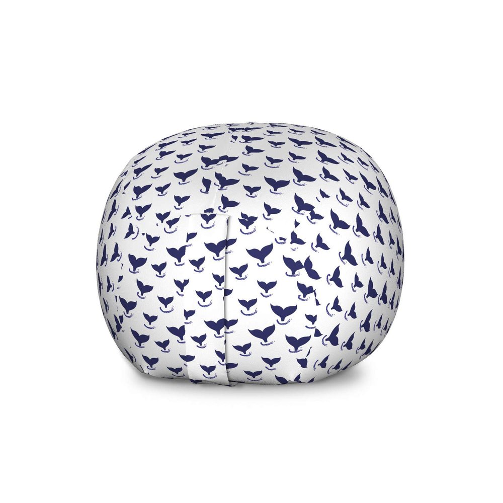 Ambesonne Whales Storage Toy Bag Chair, Repeating Monochrome Pattern of Fish Tails Underwater Grunge Drawn Brushstrokes, Stuffed Animal Organizer Washable Bag, Large Size, White Indigo