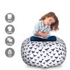 Ambesonne Whales Storage Toy Bag Chair, Repeating Monochrome Pattern of Fish Tails Underwater Grunge Drawn Brushstrokes, Stuffed Animal Organizer Washable Bag, Large Size, White Indigo view 2