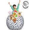 Ambesonne Whales Storage Toy Bag Chair, Repeating Monochrome Pattern of Fish Tails Underwater Grunge Drawn Brushstrokes, Stuffed Animal Organizer Washable Bag, Large Size, White Indigo view 3