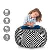 Ambesonne Mudcloth Storage Toy Bag Chair, Geometric Contemporary Style Checkered Abstract Squares Pattern Urban Design, Stuffed Animal Organizer Washable Bag, Large Size, Black White view 2