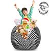 Ambesonne Mudcloth Storage Toy Bag Chair, Geometric Contemporary Style Checkered Abstract Squares Pattern Urban Design, Stuffed Animal Organizer Washable Bag, Large Size, Black White view 3