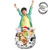 Ambesonne Penguins Storage Toy Bag Chair, Themed Cartoon Arctic Animals Holding Hands, Stuffed Animal Organizer Washable Bag, Small Size, Charcoal Grey Marigold view 3