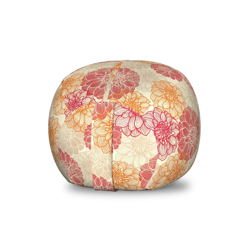 Lunarable Dahlia Flower Storage Toy Bag Chair, Apple Blooms Botanical Garden Bouquet Spring Inspired Retro Graphic, Stuffed Animal Organizer Washable Bag, Small Size, Pale Yellow Red