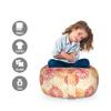 Lunarable Dahlia Flower Storage Toy Bag Chair, Apple Blooms Botanical Garden Bouquet Spring Inspired Retro Graphic, Stuffed Animal Organizer Washable Bag, Small Size, Pale Yellow Red view 2