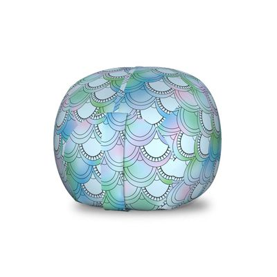 Ambesonne Fish Scale Storage Toy Bag Chair, Japanese Squama Pattern with Smooth Color Change Marine Fantasy Mermaid Tail, Stuffed Animal Organizer Washable Bag, Small Size, Teal Green