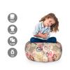 Ambesonne Paris Storage Toy Bag Chair, Landmark of France with Abstract Letterings Bike Hearts Art Print, Stuffed Animal Organizer Washable Bag, Small Size, Blue Pink view 2