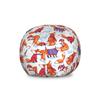 Ambesonne Fox Storage Toy Bag Chair, Snow Foxes with Winter Sweaters and Scarf Cartoon Vulpe Friends in Cozy Environment, Stuffed Animal Organizer Washable Bag, Large Size, White Orange view 1