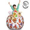 Ambesonne Fox Storage Toy Bag Chair, Snow Foxes with Winter Sweaters and Scarf Cartoon Vulpe Friends in Cozy Environment, Stuffed Animal Organizer Washable Bag, Large Size, White Orange view 3