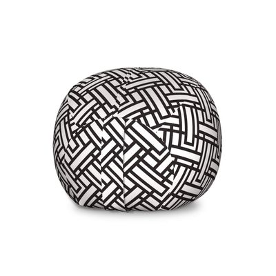 Ambesonne Black and White Storage Toy Bag Chair, Monochrome Interlocking Stripes Pattern with Modern Abstract Inspirations, Stuffed Animal Organizer Washable Bag, Large Size, White Black