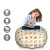 Ambesonne Acorn Storage Toy Bag Chair, Flat Art Inspired Doodle Acorns Leaves Pumpkin and Apples on Raindrop Shapes Pattern, Stuffed Animal Organizer Washable Bag, Large Size, Coral Mustard view 2