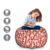 Ambesonne Mushroom Storage Toy Bag Chair, Amanita Pattern Leaves Berries Poisonous Plants Cartoon Style, Stuffed Animal Organizer Washable Bag, Large Size, Sienna White view 2