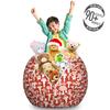 Ambesonne Mushroom Storage Toy Bag Chair, Amanita Pattern Leaves Berries Poisonous Plants Cartoon Style, Stuffed Animal Organizer Washable Bag, Large Size, Sienna White view 3