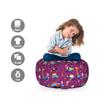 Ambesonne Hippo Storage Toy Bag Chair, Themed Student Animals on Purple Background Ornamented with Maths, Stuffed Animal Organizer Washable Bag, Large Size, Blue Purple view 2