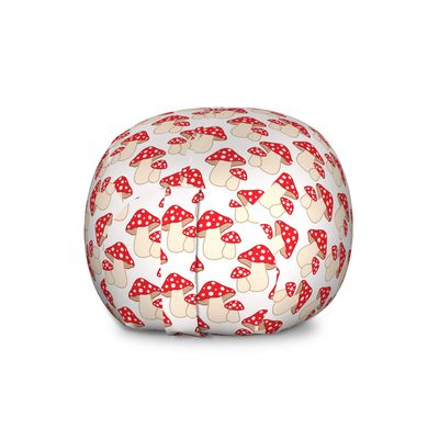 Ambesonne Mushroom Storage Toy Bag Chair, Cartoon Style Amanita Mushrooms Dotted Forest Plants Summer Nature Design, Stuffed Animal Organizer Washable Bag, Large Size, Cream Red