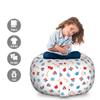 Ambesonne Christmas Storage Toy Bag Chair, Snowflakes Surprise Present Boxes Classical Candy Canes and Noel Baubles, Stuffed Animal Organizer Washable Bag, Large Size, Scarlet Beige view 2