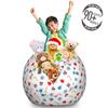 Ambesonne Christmas Storage Toy Bag Chair, Snowflakes Surprise Present Boxes Classical Candy Canes and Noel Baubles, Stuffed Animal Organizer Washable Bag, Large Size, Scarlet Beige view 3