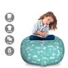 Ambesonne Airplane Storage Toy Bag Chair, Disoriented Flying Jets in Clear Sky with Curly Clouds Travel Vacation Theme, Stuffed Animal Organizer Washable Bag, Large Size, Turquoise White view 2