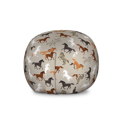 Ambesonne Horses Storage Toy Bag Chair, Abstract Stallions Simple Design Animals Galloping Curvet Illustration, Stuffed Animal Organizer Washable Bag, Large Size, Taupe Black